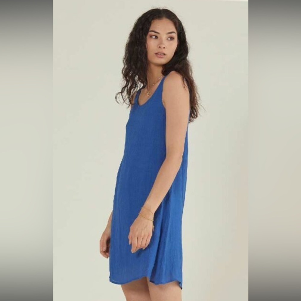 Blue cotton slip dress